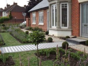 urban front garden with strong planting to suit the style of the property