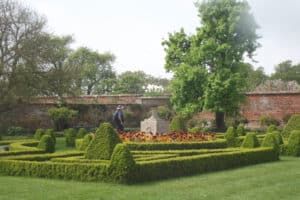 beautiful knot garden with symmetrical design using box hedges