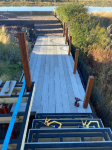 composite decking boardwalk being built