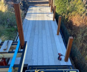 composite decking boardwalk being built